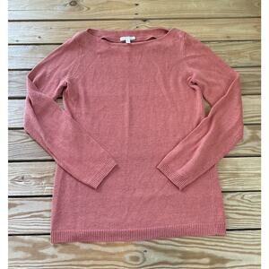 Eileen Fisher Linen Boatneck Top Size Small Women’s Red